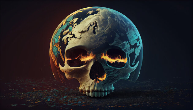 The concept of Saving the Planet Skull and Green Elements Earth day concept Ai generated image