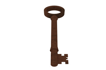 Digitally generated rusty old key