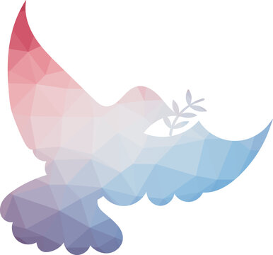 Illustration of translucent glass in flying dove shape 