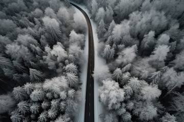 snow covered road created with Generative AI technology
