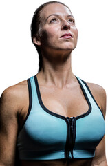 Thoughtful athlete looking up