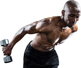Fototapeta na wymiar Muscular man bending while exercising