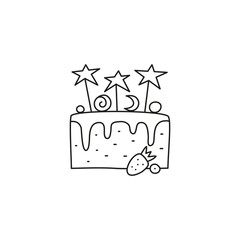 Doodle outline yammy birthday cake.