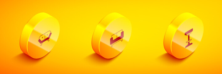 Set Isometric Sofa, and Chair icon. Vector