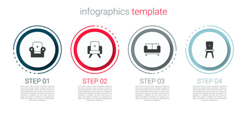 Set Armchair, Sofa and Chair. Business infographic template. Vector