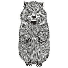 beaver logo, black and white illustration hand drawing beavers © Сергей Тарасюк