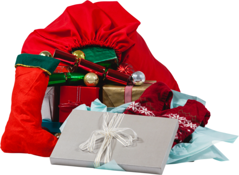 Santa bag filled with surprised gifts