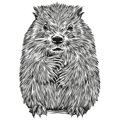 beaver sketchy, graphic portrait of a beaver on a white background, beavers