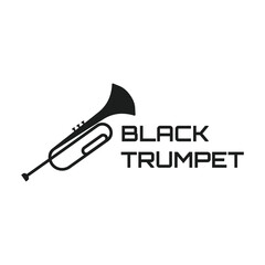 simple black trumpet cornet for jazz music logo design