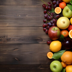 Fruits On Wooden Table. Generative AI