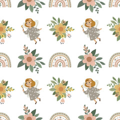 Obraz premium Seamless pattern for children's textiles with fairies. Perfect for bedding, baby clothes, paper design