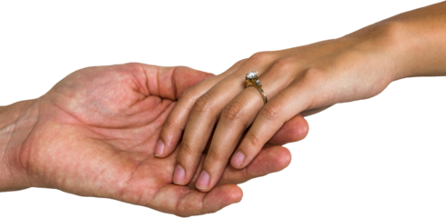 Close-up of couple holding hands