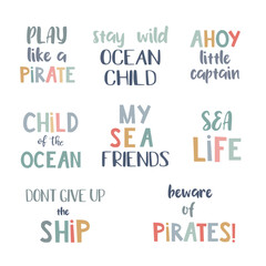 Nautical print with pirate and lettering. Can be used to print on a t-shirt, postcard, poster.
