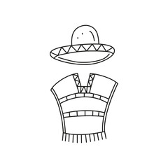 Doodle sombrero hat and poncho.