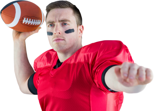American football player holding his helmet