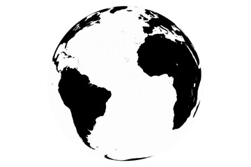 South america and africa map on globe against white background