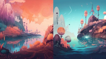 Unique art style or visual identity for the game's dream world - obrazy, fototapety, plakaty