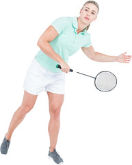 Confident female badminton player