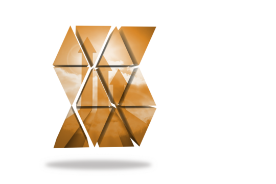 Orange arrows on abstract screen 