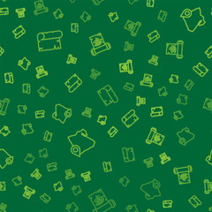 Set line Papyrus scroll, Map of Egypt and Eye Horus on papyrus on seamless pattern. Vector