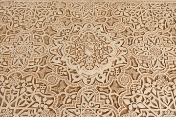 Detalle Patio de los Leones en la Alhambra de Granada - obrazy, fototapety, plakaty