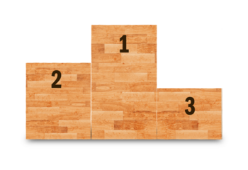 Winners podium on white background