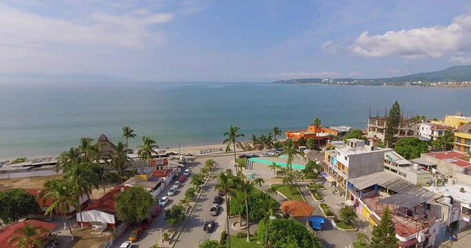 Flying towards Bucerias Beach from the Plaza