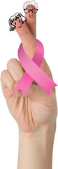 Cropped hand with breast cancer awareness ribbon