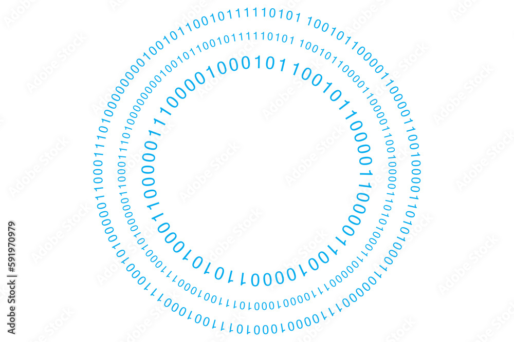 Poster binary numbers forming circles