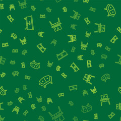 Set line Furniture nightstand, Sofa and Dressing table on seamless pattern. Vector