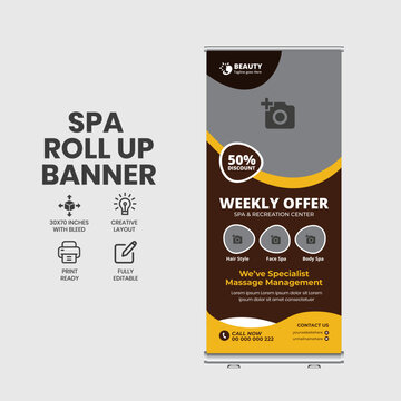 Beauty Care Salon, Spa Roll Up Banner Template Design