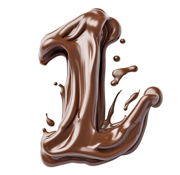 Chocolate number 1 isolated on white background, top view, generative AI illustration