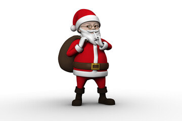Cartoon santa asking for quiet