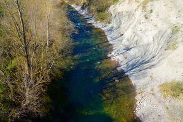 Aerial view of a mountain river