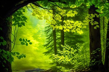 Fototapeta premium Vibrant Springtime Scenery - Blooming Flowers and Lush Greenery - Season of Rebirth and Renewal - AI-Generated