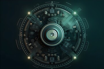 Hi-Tech Gear Wheel on Circuit Board Illustration for Engineering, Digital Business, and Teamwork Concepts - AI-Generated 