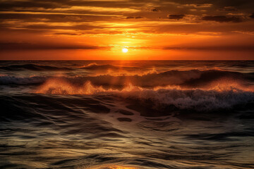Fototapeta na wymiar sunset over the sea created with Generative AI technology