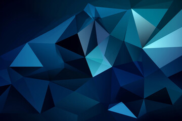 Obraz premium Dark Blue Geometric Background with Triangles and Diagonal Lines - Abstract Connection Communication Design - AI-Generated