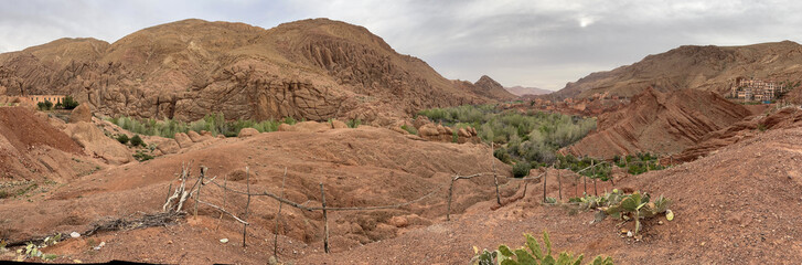 Morocco, Africa: one of the stunning clay villages in the green Dades valley near Boumalne Dades...