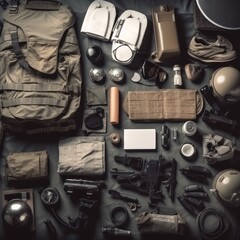 Military equipment special force gear background