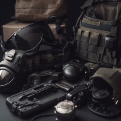 Fototapeta na wymiar Military equipment special force gear background