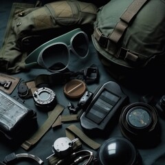 Military equipment special force gear background