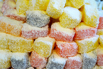 colorful Turkish delight on the bazaar  lokum