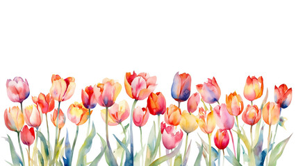 colorful tulips isolated on white, PNG