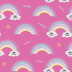 Seamless pattern with rainbow.  Background for textile, fabric, stationery, clothes, accessories and other designs.
