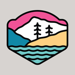 Mountains and river graphic illustration vector art t-shirt design