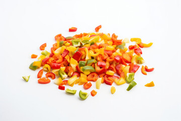 pepper, sliced chopped peppers on a white background, generative ai, Fresh tasty vegetables, Fresh ingredients, cooking ingredients