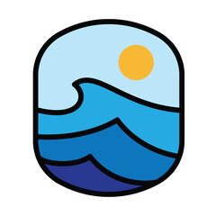 Summer wave and sunset graphic illustration vector art t-shirt design