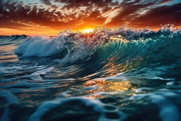 Fototapeta premium sunset over the sea created with Generative AI technology
