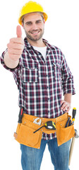 Handyman gesturing thumbs up